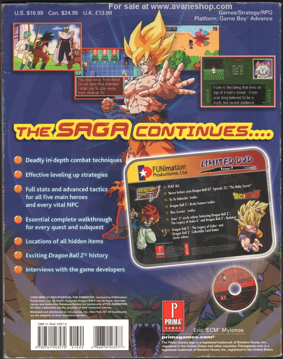 Dragon Ball Z Legacy of Goku II Guide GBA guide for sale – Avane Shop